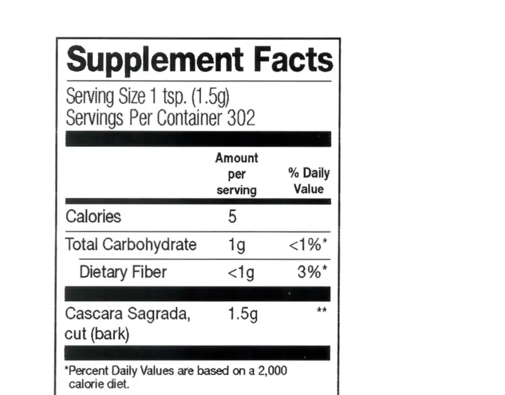 cascara sagrada bark cut sifted frontier supplement facts.webp