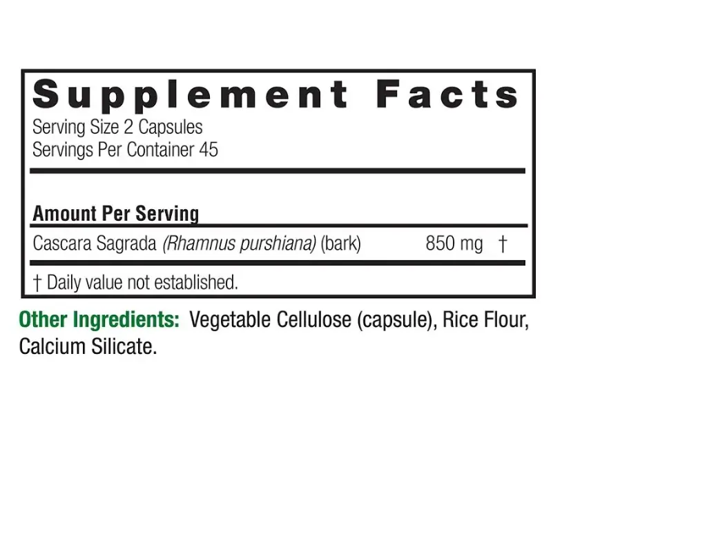 cascara sagrada 850 mg natures answer facts.webp