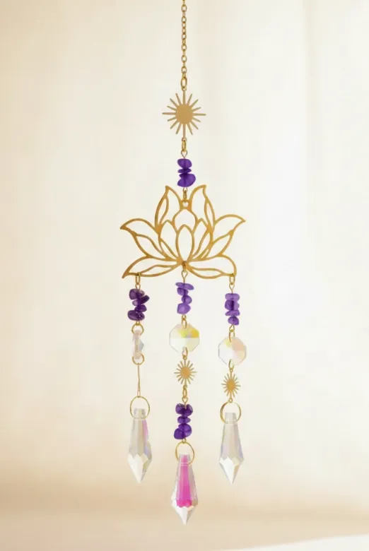 Lotus Suncatcher Colorful FLuorite